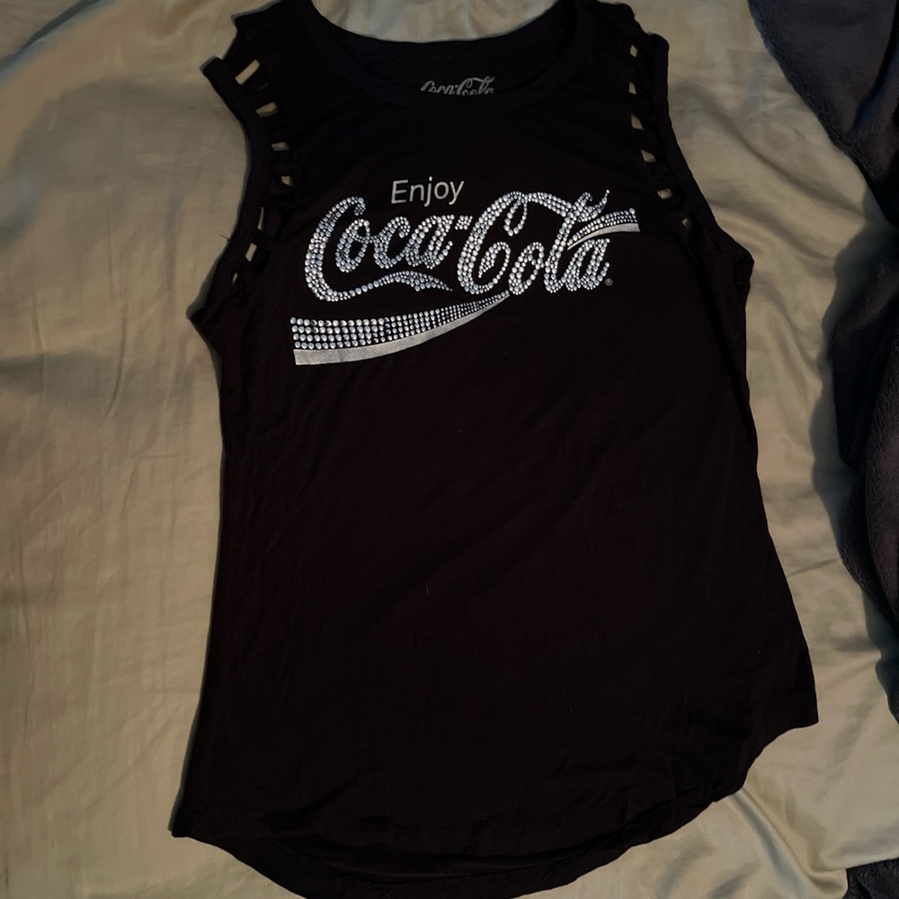 Coca Cola Black Sleeveless Cut Out Tank Top